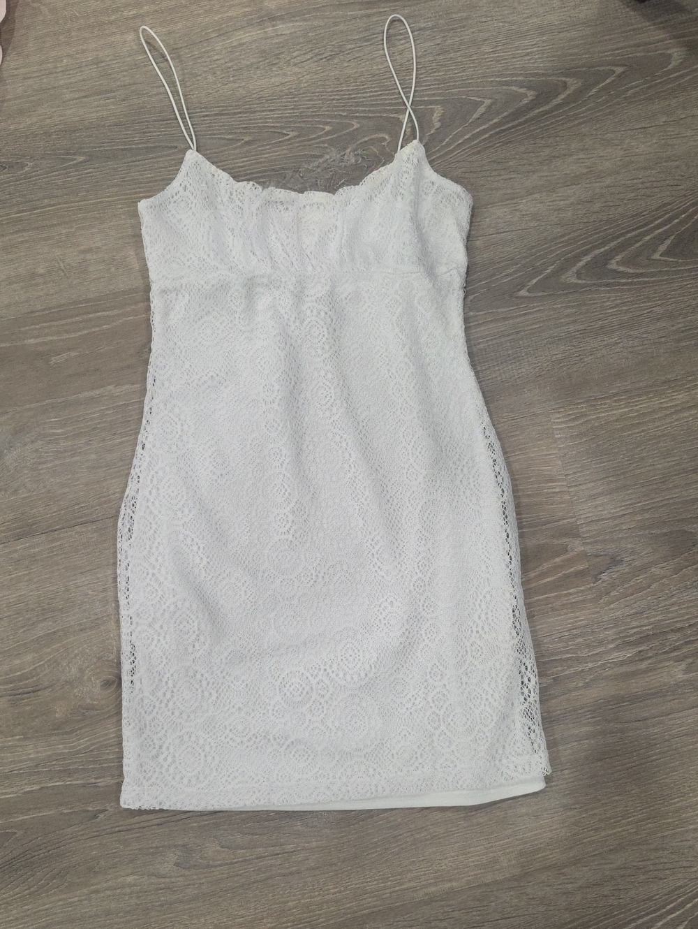 White Lace Slip Dress with Spaghetti Straps